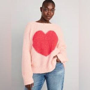 Old Navy Pink Sweater with Red Heart